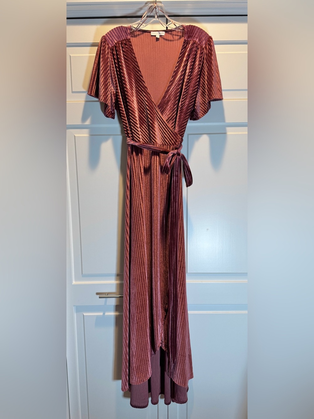 Baltic Born Andi ribbed velvet wrap dress - dark rose